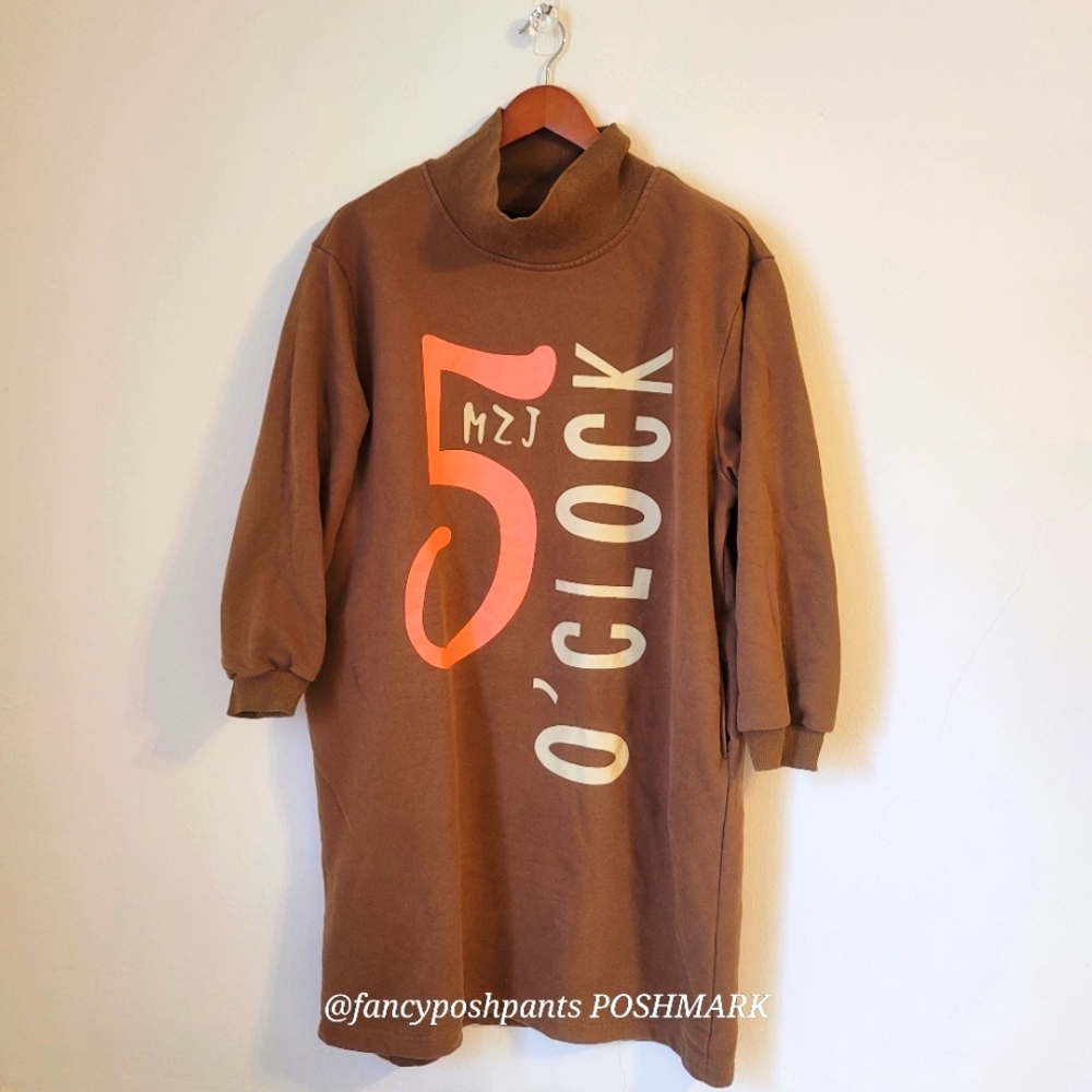 MZJ Paris Oversized unisex mock neck tunic top dress smock sweatshirt - Picture 3 of 12